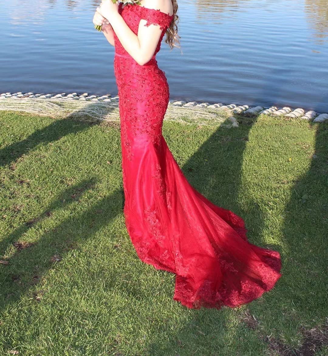 Elegant Off Shoulder Mermaid Beaded Lace Prom Dress for Women - Formal Evening Gown for Wedding, Homecoming & Special Occasions
