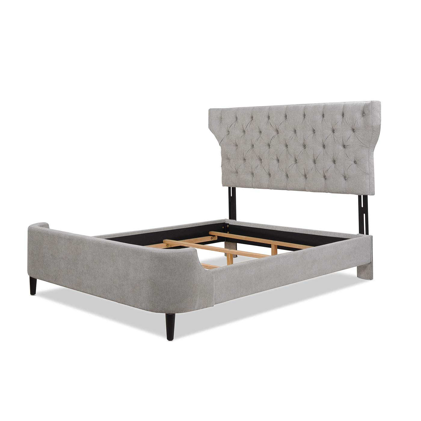 Jennifer Taylor Home Robyn Platform Bed Frame - Queen Size, Silver Grey - Modern Bedroom Furniture for Master & Guest Rooms