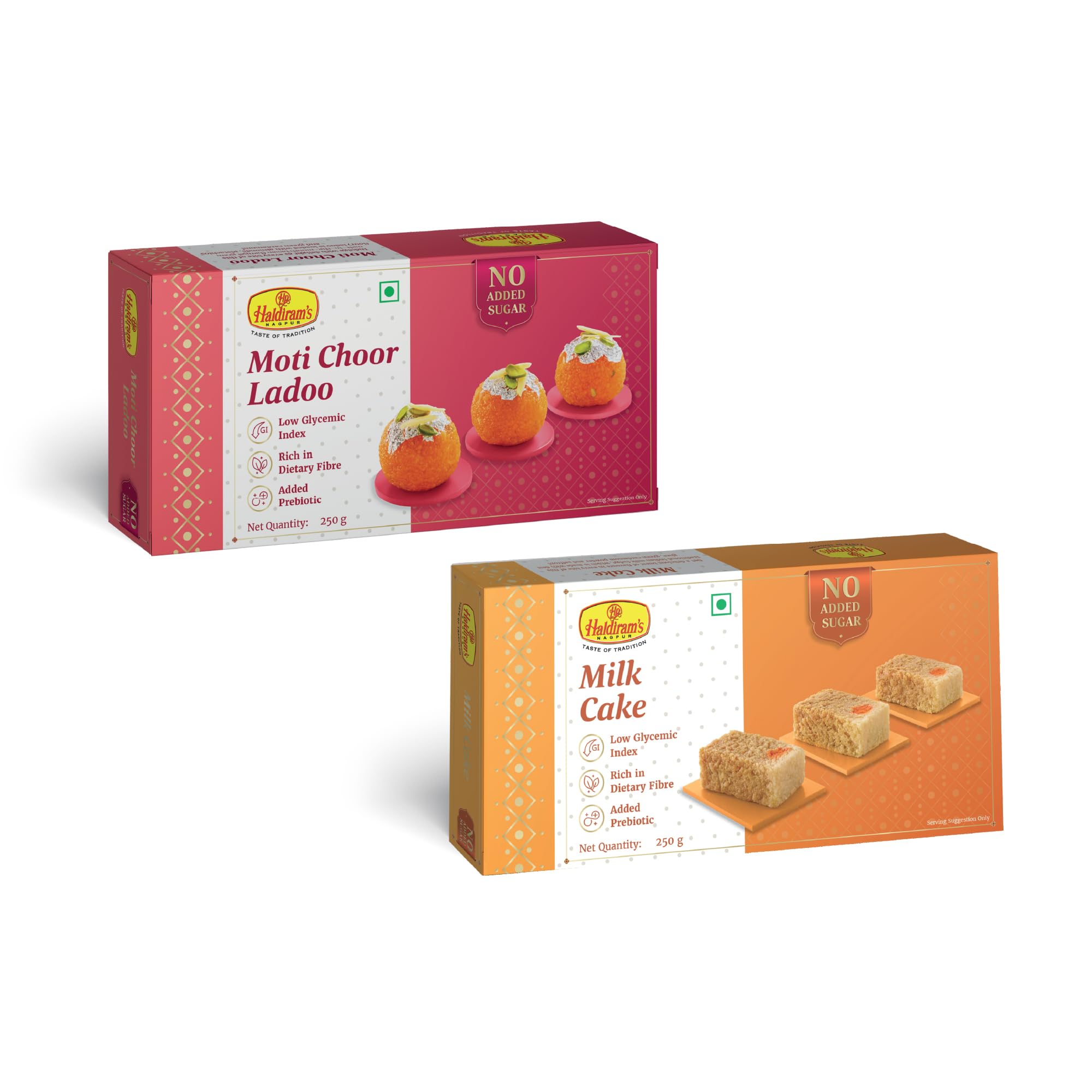 Sugar-Free Haldiram's Nagpur Motichoor Laddu & Milk Cake Combo (250g Each) - Perfect for Diabetic-Friendly Desserts, Festive Gifting & Healthy Indian Sweets