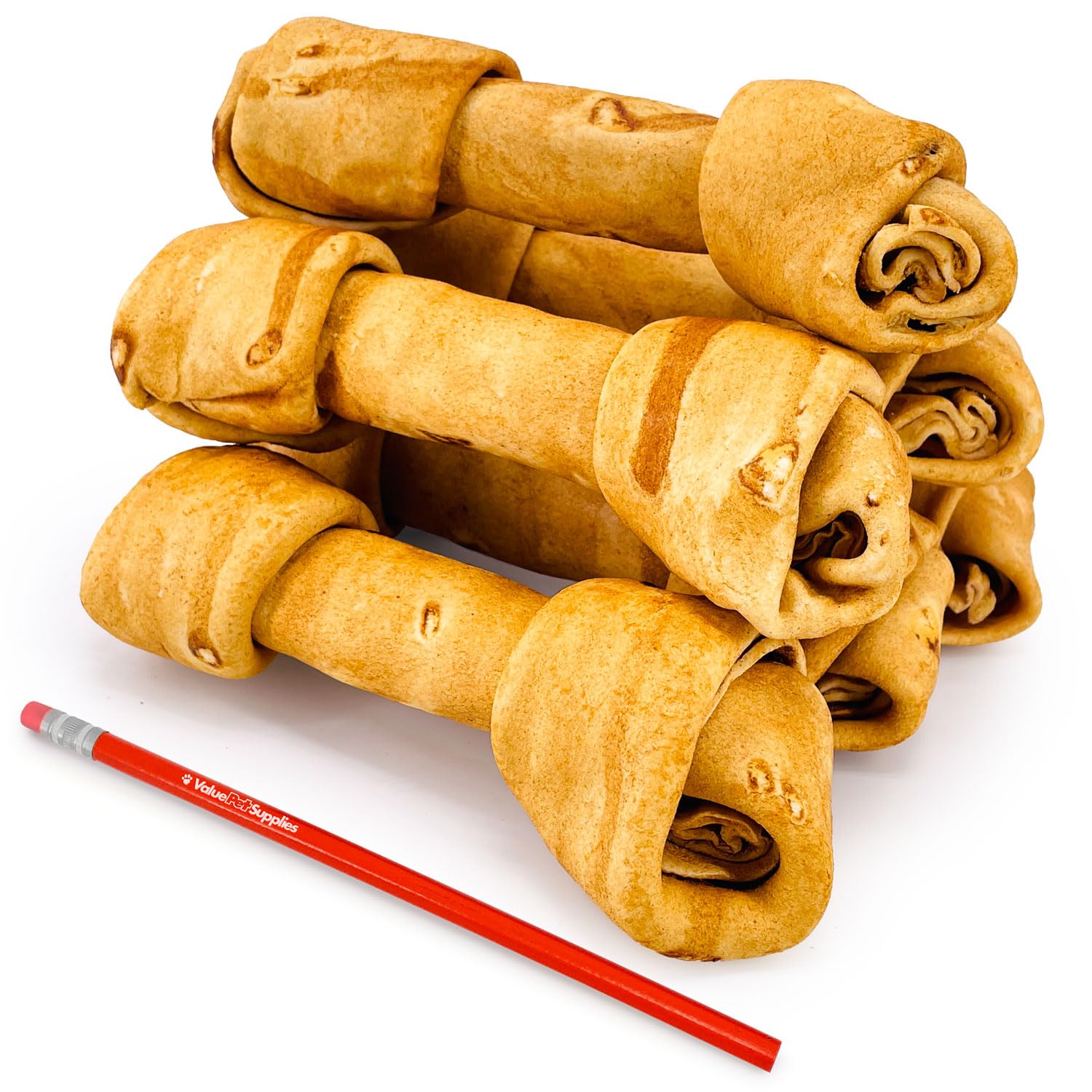 Premium 8-Inch Rawhide Dog Bones by ValueBull USA - Thick Cut, Chicken Infused, 25 Count | Natural & Safe Beef Hide, Long-Lasting Chew Toy for Dogs | No Artificial Flavors or Chemicals | Perfect for Aggressive Chewers, Training Rewards & Dental Health