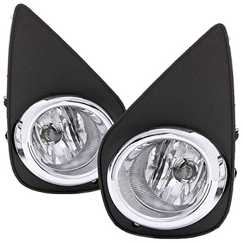 2015-2017 Toyota Yaris Hatchback Fog Light Kit - Clear Lens with Bezels, Wiring Harness, Switch & Halogen Bulbs | Complete Installation Set for Improved Night Driving Visibility
