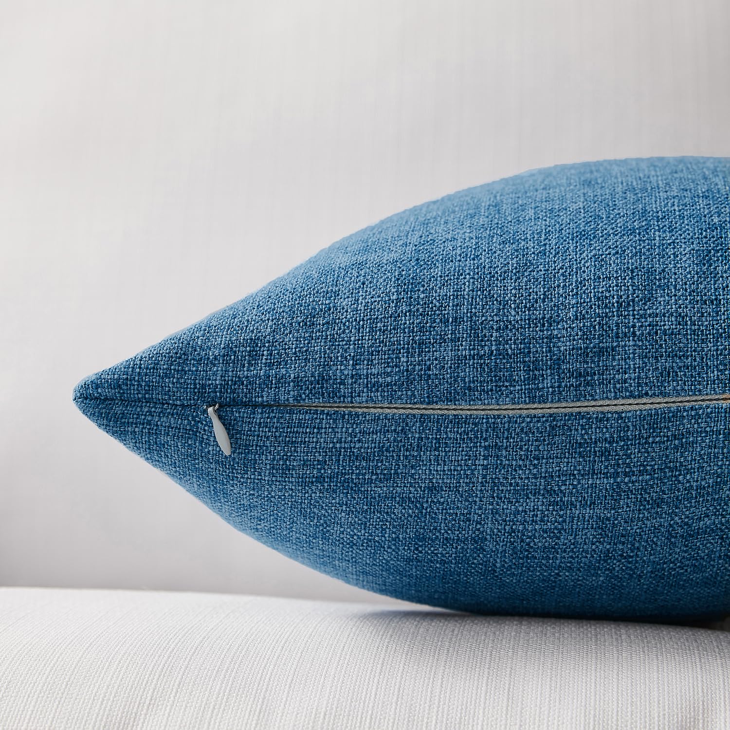 Meekio Set of 2 Blue Boho Farmhouse Pillow Covers 12x20 Inch - Linen Decorative Throw Pillow Cases for Sofa, Couch & Bed - Perfect for Living Room, Bedroom & Home Décor