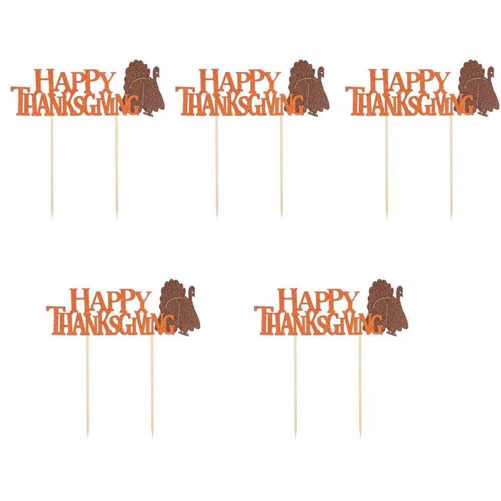 Happy Thanksgiving Cake Topper Set - 5Pcs Fall Themed Cake Decorations with Cake Picks for Thanksgiving Party Supplies | Perfect for Thanksgiving Desserts, Holiday Baking, and Autumn Themed Celebrations