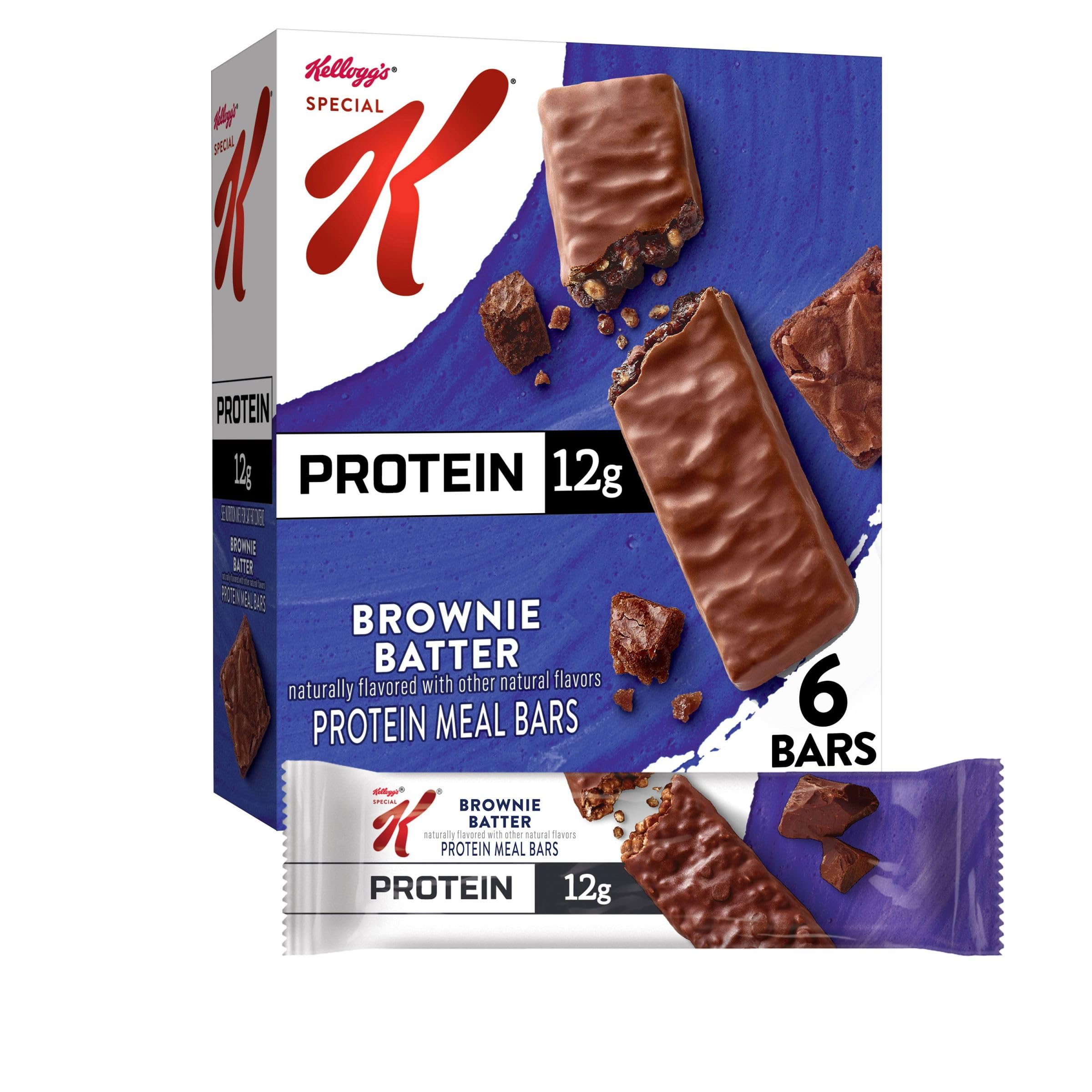 Kellogg's Special K Protein Bars - Brownie Batter Flavor, 9.5oz Box (6 Bars) | High Protein Meal Replacement & Healthy Snacks for Weight Loss, Fitness, and On-the-Go Nutrition