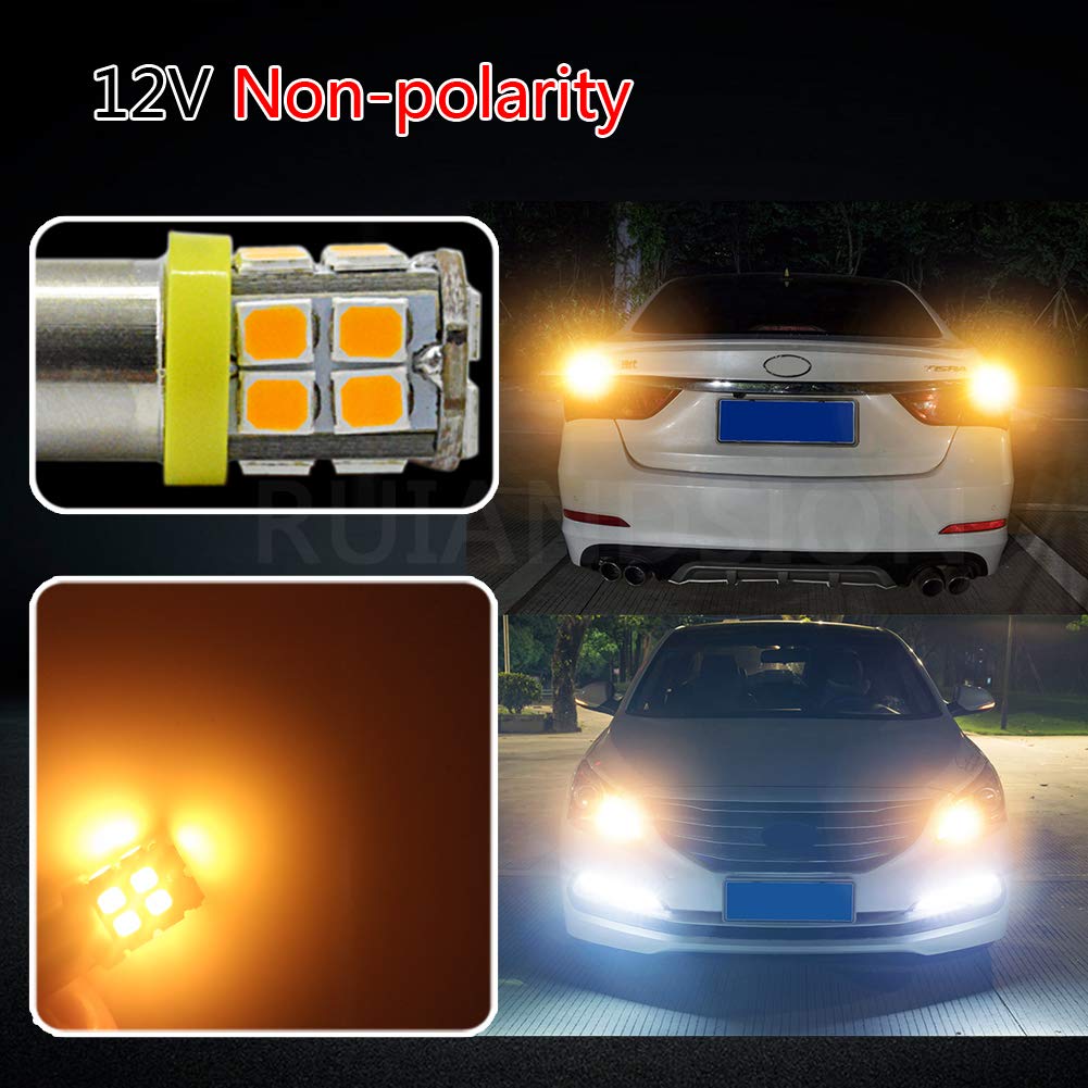 Ruiandsion 4-Pack BA9S LED Bulbs 12V Super Bright 2835 20SMD Chipset - BA9 BA9S 53 57 1895 64111 Compatible - Yellow Interior & Side Door Courtesy Lights for Cars, Trucks, Boats, RVs