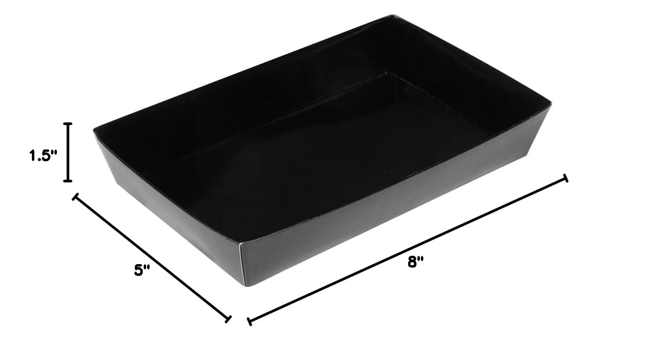 Restaurantware Matsuri Vision 8x5x1.5 Inch Medium Sushi Trays - 100 Greaseproof Disposable Black Paper Sushi Containers for Entrees & Desserts (Lids Sold Separately) | Perfect for Japanese Restaurants, Catering & Takeout