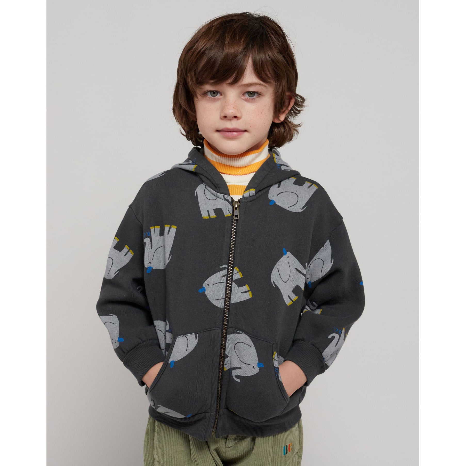 Bobo Choses The Elephant Print Zipper Hoodie for Kids - Cozy & Stylish Pullover for Playdates, School & Outdoor Adventures