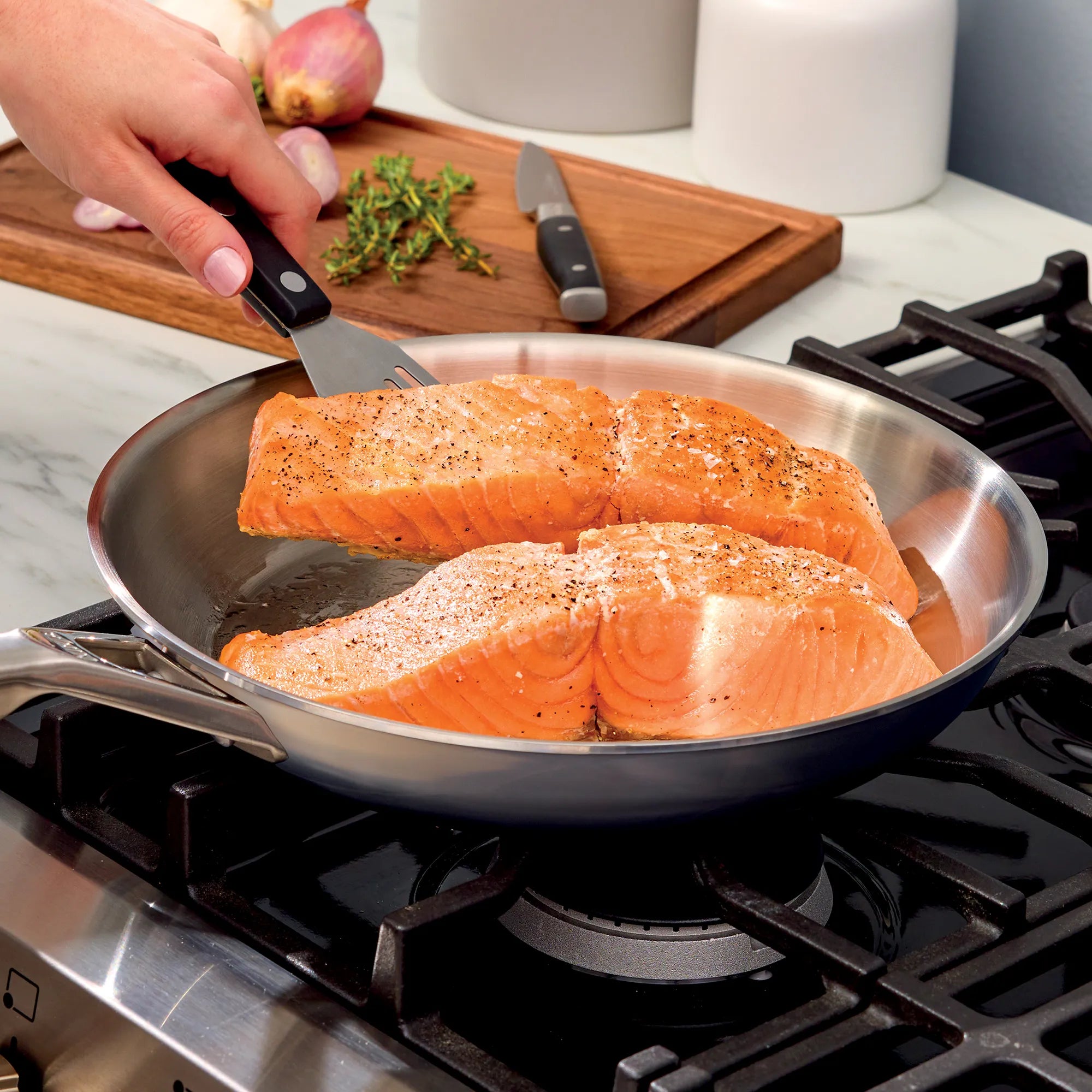 Ninja EverClad Commercial Grade Stainless Steel 30cm Fry Pan - Professional Nonstick Skillet for Searing, Sauteing & Frying - Perfect for Home Kitchen & Restaurant Use