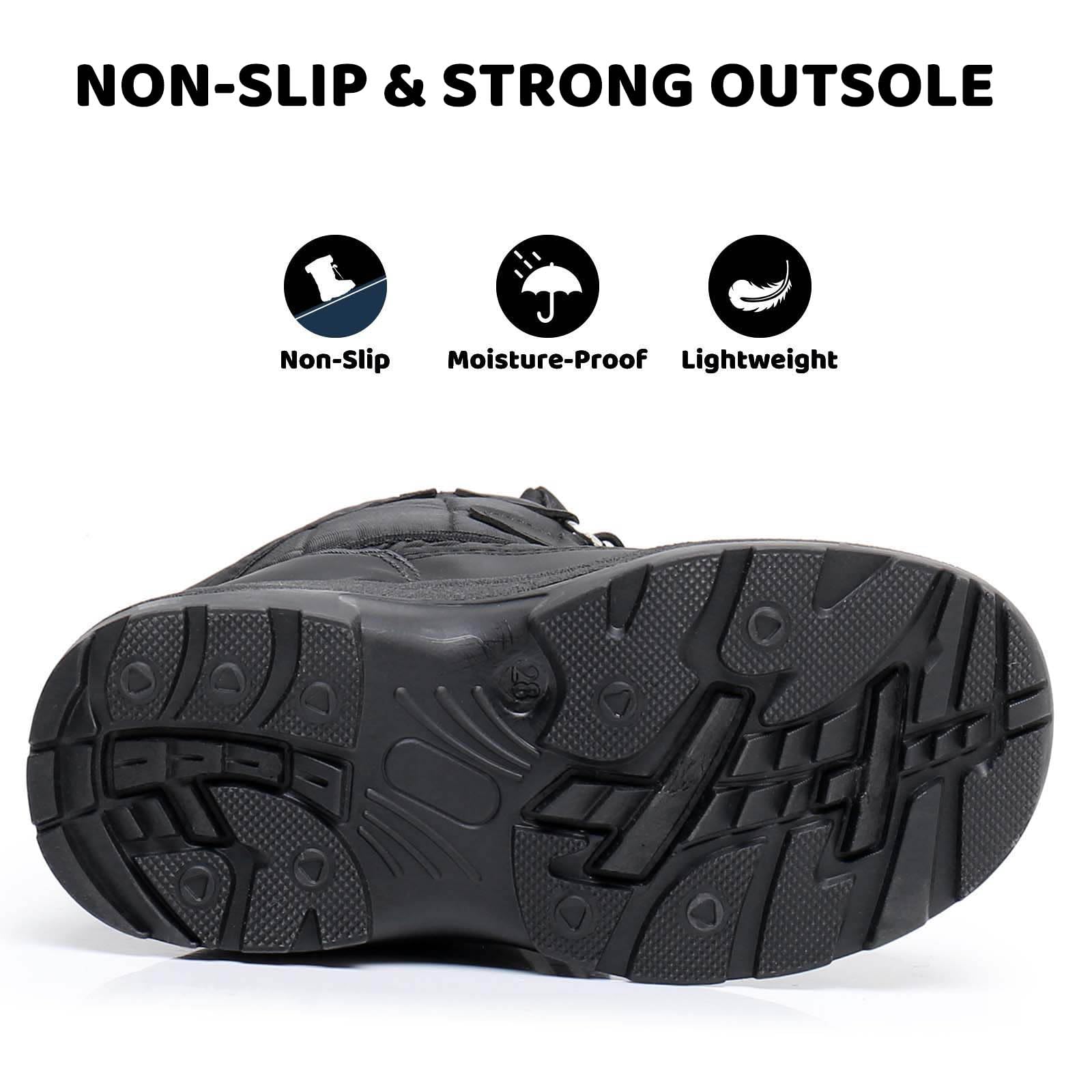 Apakowa Kids Winter Snow Boots for Boys & Girls - Waterproof, Warm & Comfortable Toddler & Little Kid Boots for Snow Play, Outdoor Activities & Cold Weather