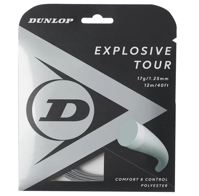 Dunlop Explosive Tour 17/1.25 Tennis String - Silver | High-Performance Polyester String for Power & Control | Perfect for Competitive Play & Tournament Matches