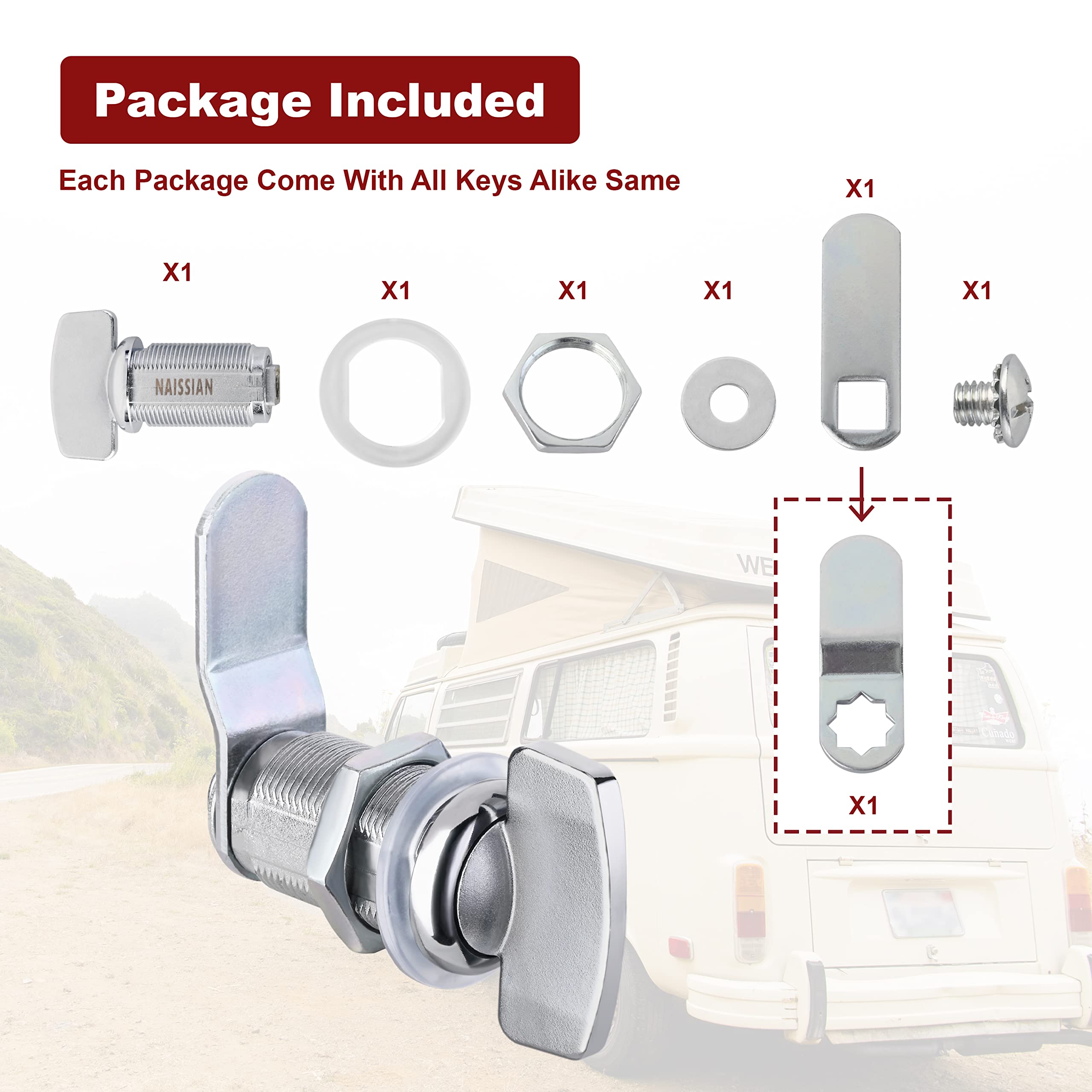 Keyless RV Thumb Cam Lock - 1-1/8 Inch Twist Operated Latch for Boat Storage, RV Compartment & Outdoor Shower - Secure Baggage Doors & Waterproof Enclosures (Pack of 2) - Ideal for Marine, Camping & Travel Security