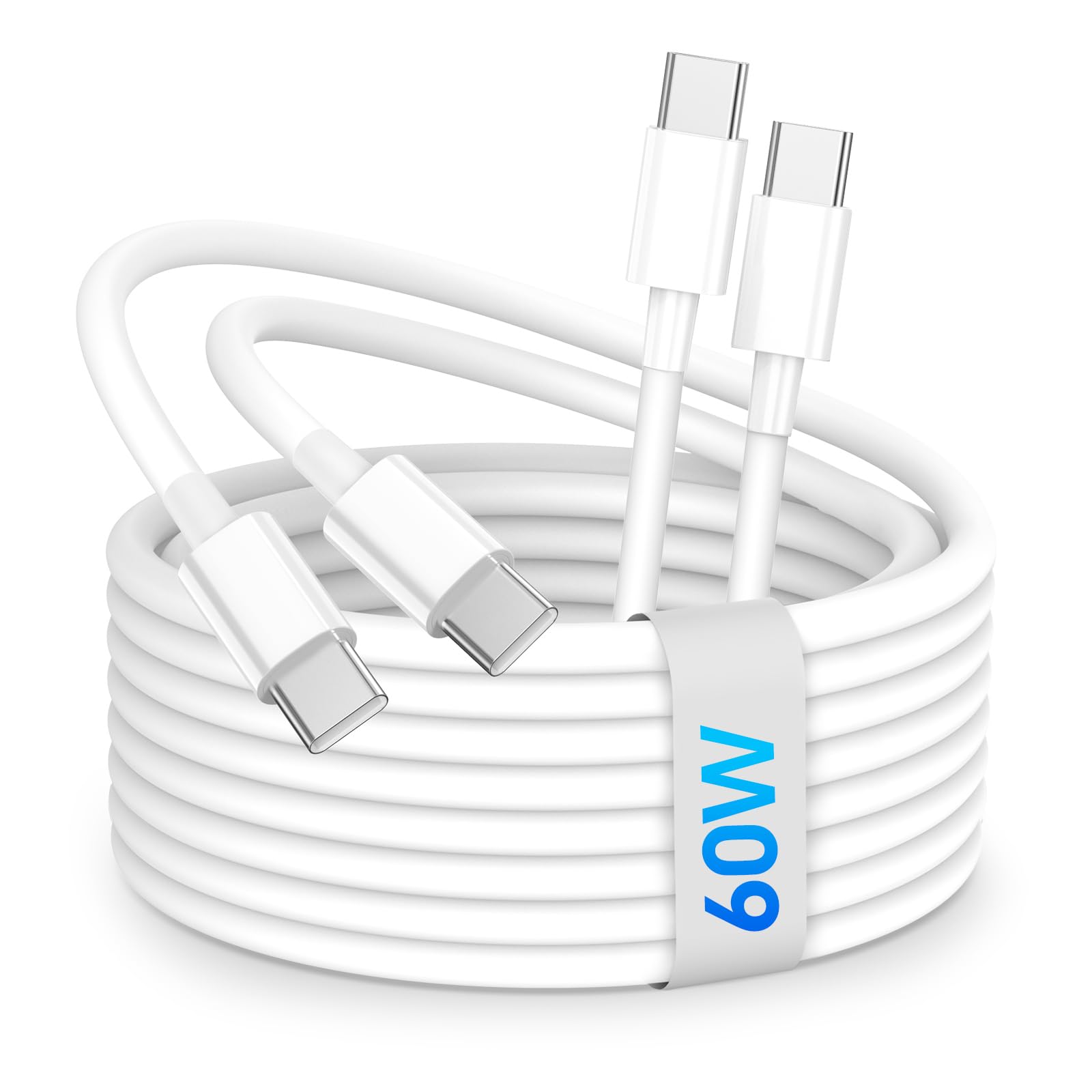 2-Pack 60W USB C to USB C Fast Charging Cable - 6ft Super Fast Charger Cord Compatible with iPhone 15 Pro Max, iPad Pro, Samsung Galaxy & Android Devices | Perfect for Home, Office & Travel Charging