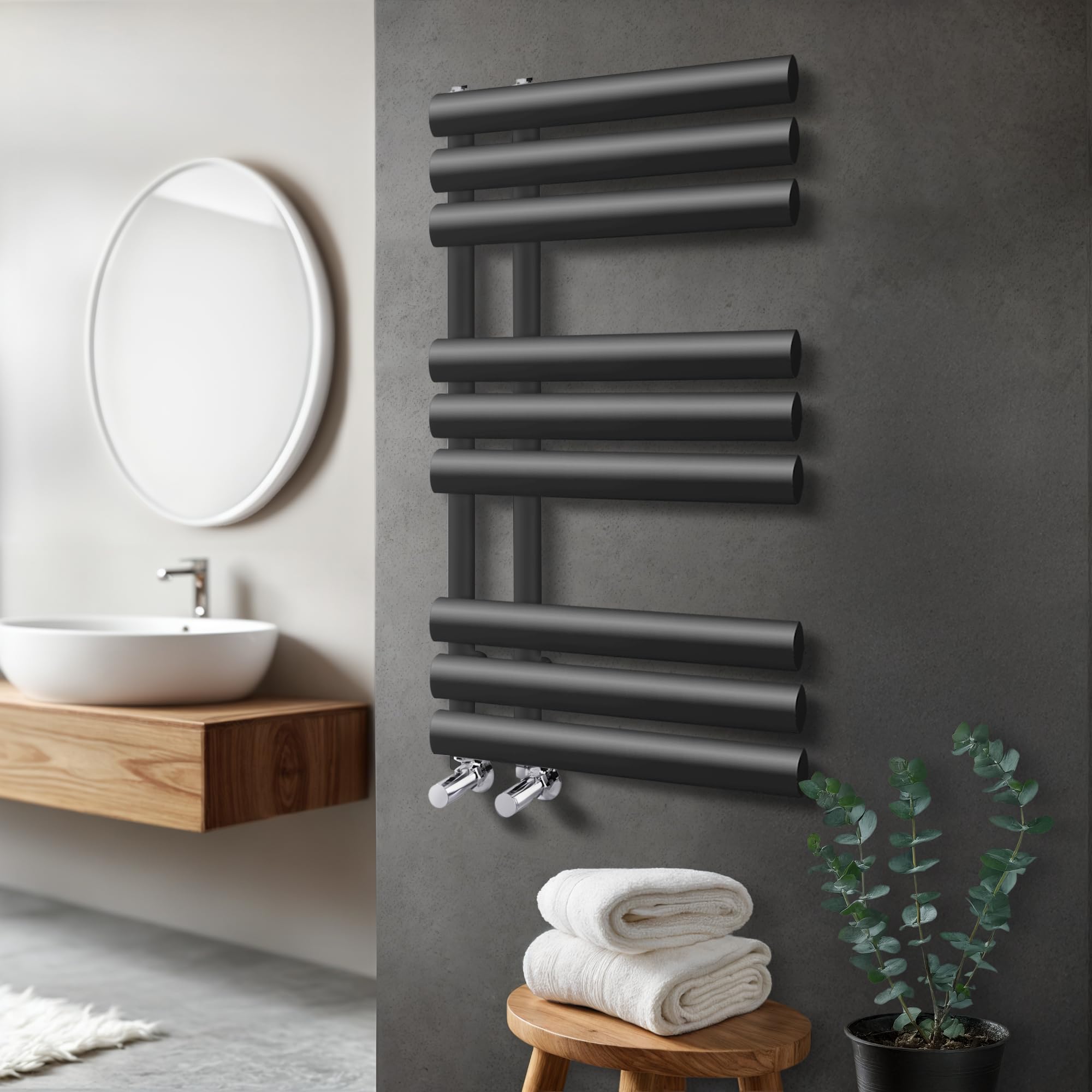 Go Bathrooms Black Heated Towel Rail Radiator 32