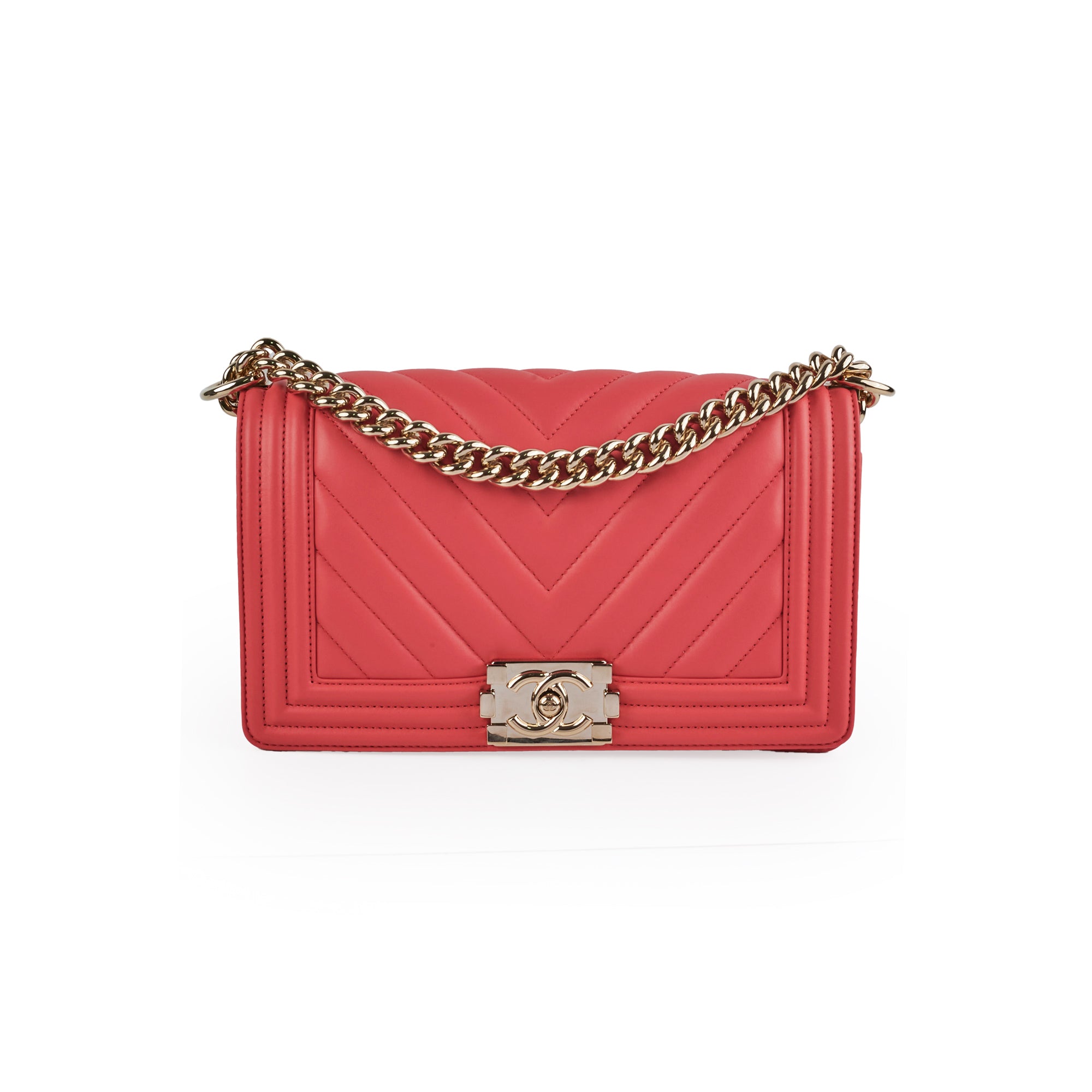 Chanel Old Medium Boy Bag in Coral Pink - Luxury Crossbody Handbag for Women, Perfect for Parties & Date Nights