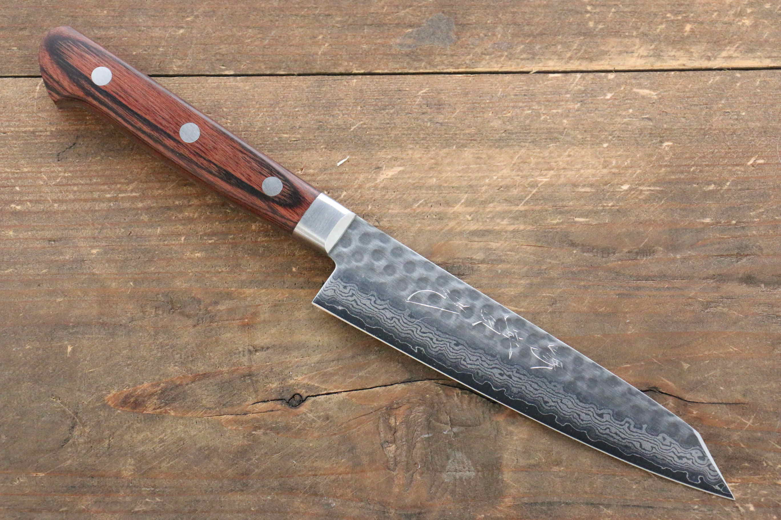 Jikko VG10 17-Layer Kiritsuke Petty Utility Knife 125mm - Japanese Stainless Steel Blade with Mahogany Handle - Perfect for Sushi, Vegetables & Precision Kitchen Tasks