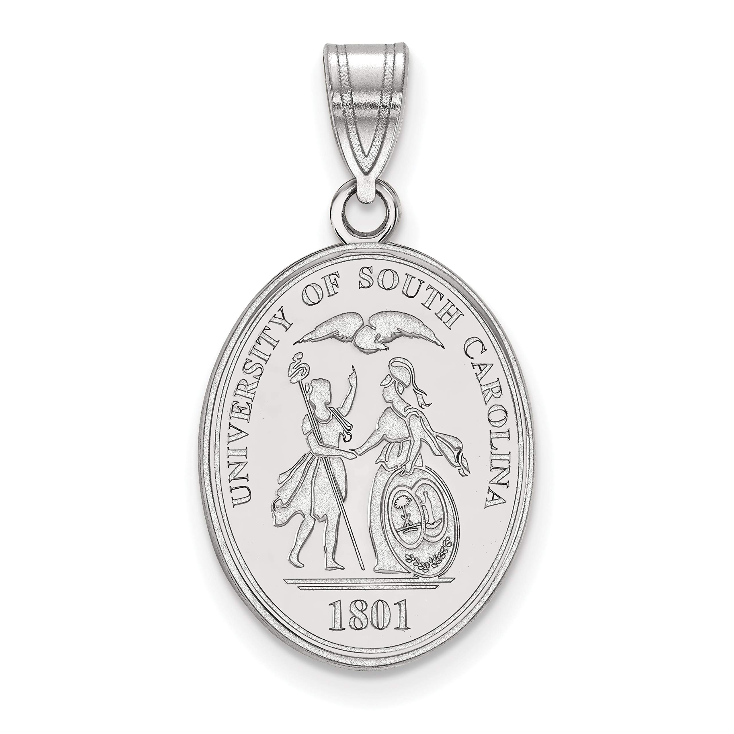University of South Carolina Gamecocks Sterling Silver School Seal Pendant (19x15mm) - Perfect for Alumni Gifts, Graduation Jewelry & Game Day Spirit