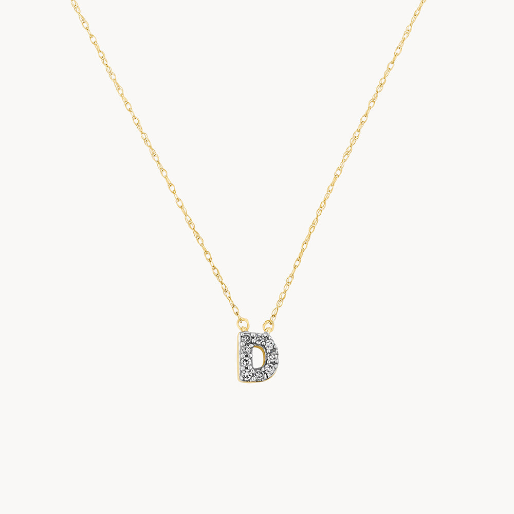 10k Gold Diamond Letter D Necklace for Women - Elegant Initial Pendant Jewelry Gift for Birthday, Anniversary & Valentine's Day