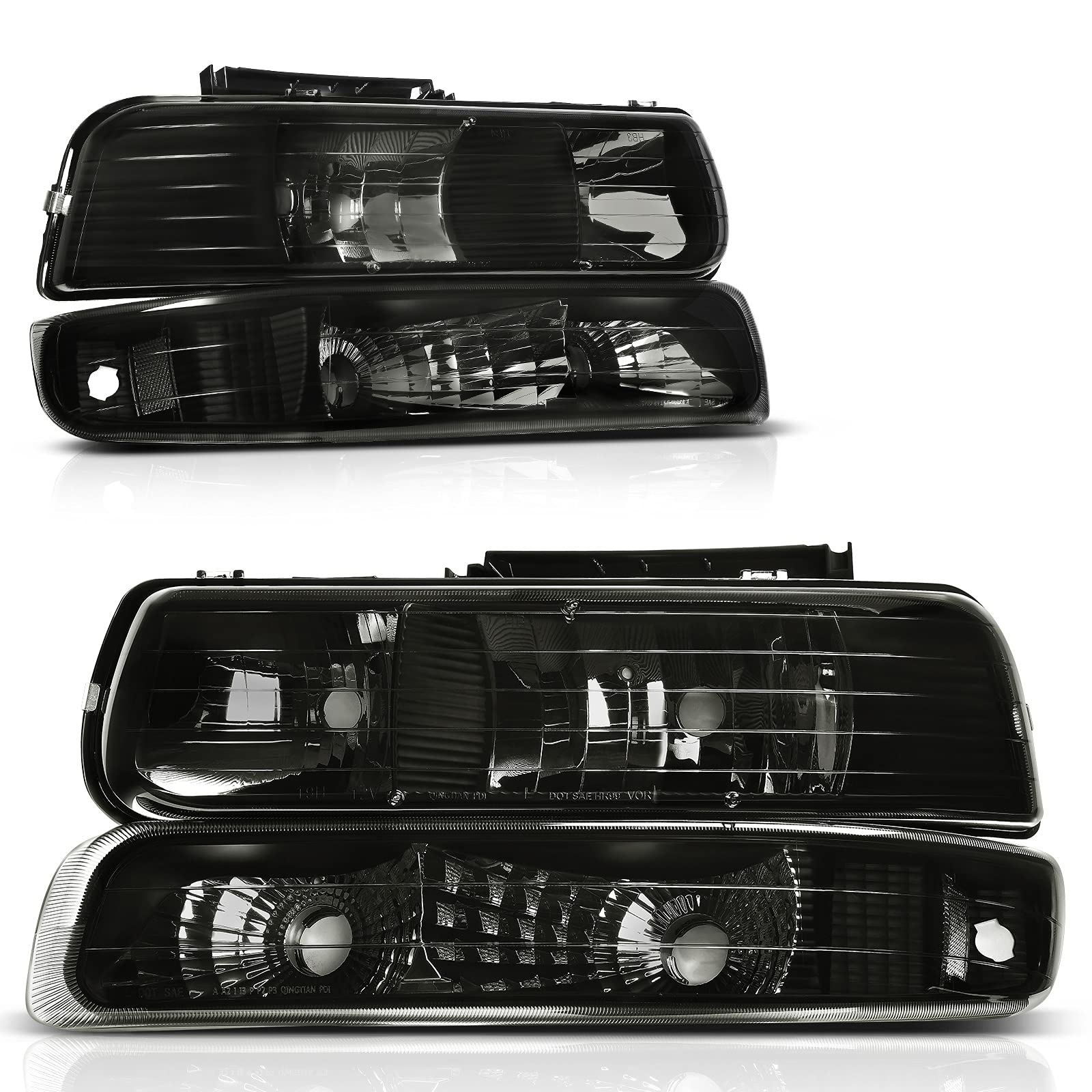 AUTOSAVER88 Headlight Assembly Compatible with 1999-2002 Chevy Silverado & 2000-2006 Tahoe Suburban - Replacement Headlamp with Bumper Lights - Perfect for Night Driving & Off-Road Adventures