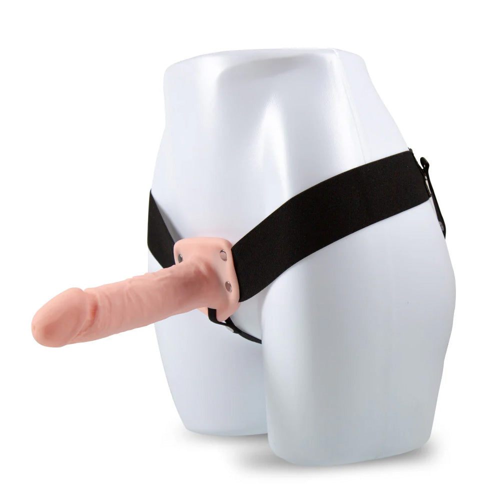 Dr. Skin 7 Firm Hollow Strap On & Elastic Harness - Premium Dildo Harness for Women & Men - Perfect for Couples Play, BDSM, and LGBTQ+ Intimacy