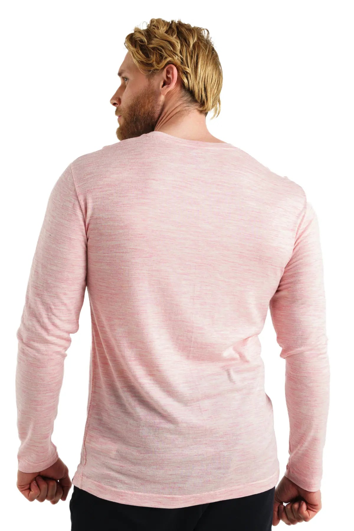 Men's Merino Wool Long Sleeve Shirt 165 Pale Coral - Warm & Breathable Base Layer for Hiking, Camping & Winter Outdoor Activities