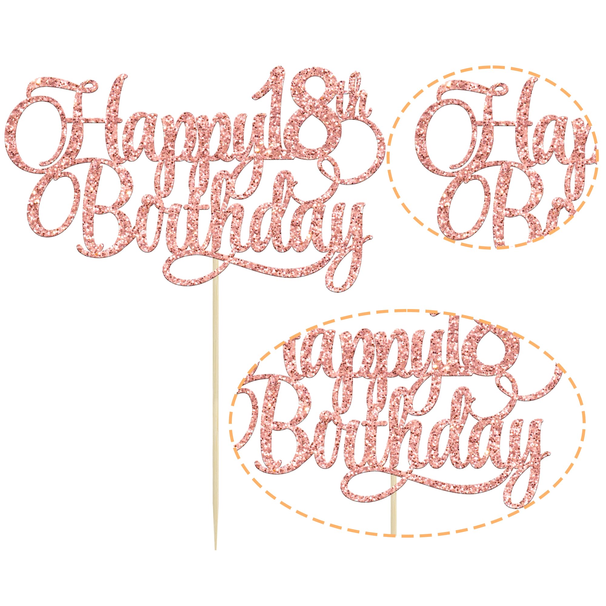 1 Pack Happy 18th Birthday Cake Topper - Glitter Number 18 Cake Decoration for Eighteen Years Old Birthday Party Supplies (Rose Gold) - Perfect for Anniversary Celebrations, Sweet 16 Parties & Milestone Events