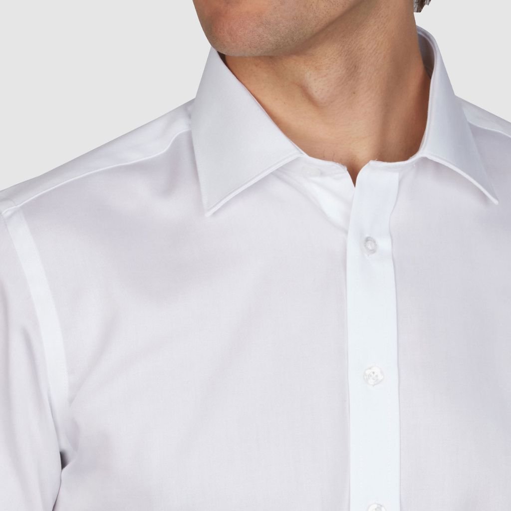 ABELARD Non-Iron Cotton Twill Slim Fit Dress Shirt with Double Cuffs - White | Perfect for Business Meetings & Formal Occasions