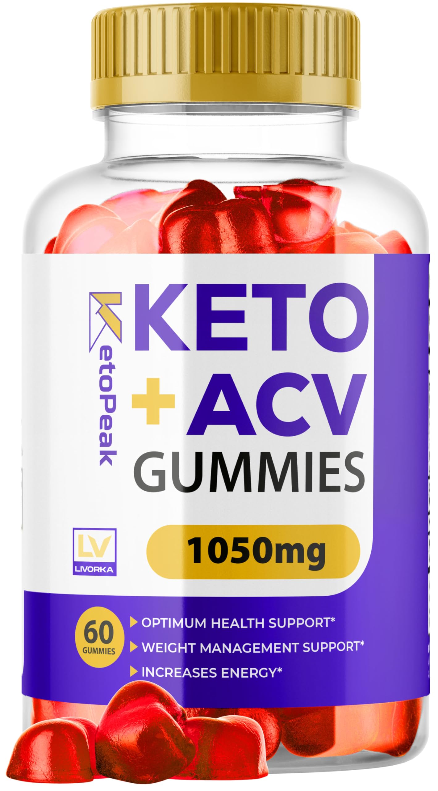 LIVORKA Keto Peak ACV Gummies - 60 Count (30-Day Supply) | Apple Cider Vinegar Keto Supplement for Weight Loss & Energy Boost | Perfect for Ketogenic Diet & Low-Carb Lifestyle