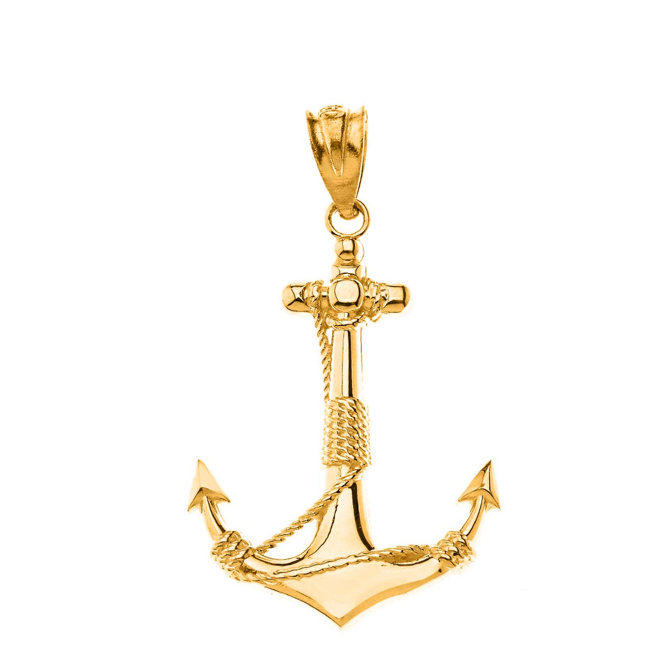 14K Gold Rope Wrapped Fouled Anchor Charm Pendant - 18 Inch Chain Included - Gift Box - Perfect for Nautical Jewelry Lovers & Sailor Gifts