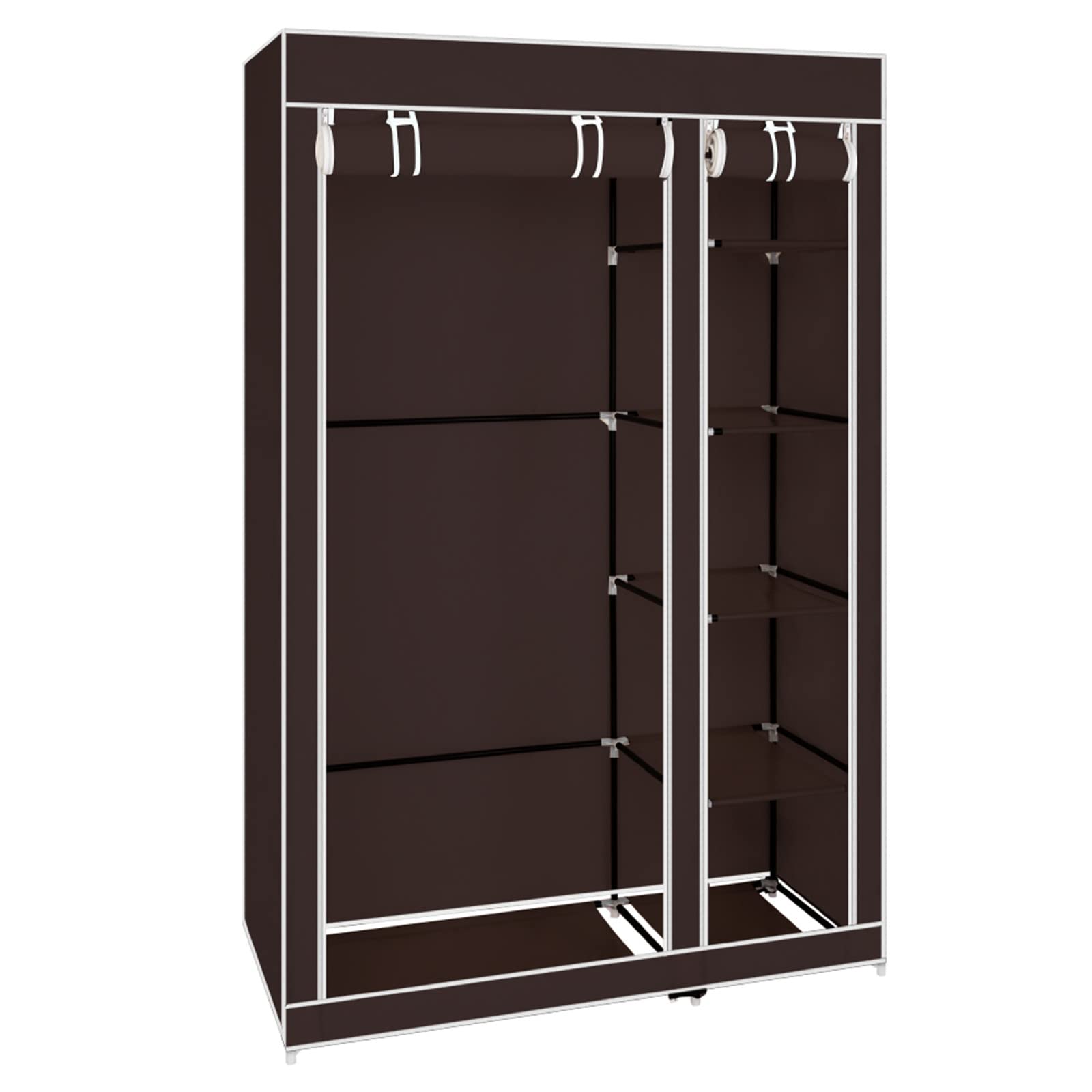 Keseno 67 Inch Portable Wardrobe Closet with Non-Woven Fabric & Hanging Rod - Easy Assembly Dark Brown for Bedroom, Living Room, Entryway - Perfect for Small Spaces, Dorm Rooms & Temporary Storage