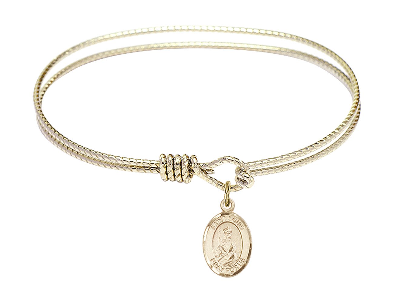 F A Dumont 6 1/4 Inch Oval Eye Hook Bangle Bracelet with St. Louis Charm - Elegant Jewelry for Women, Perfect for Parties, Weddings & Special Occasions