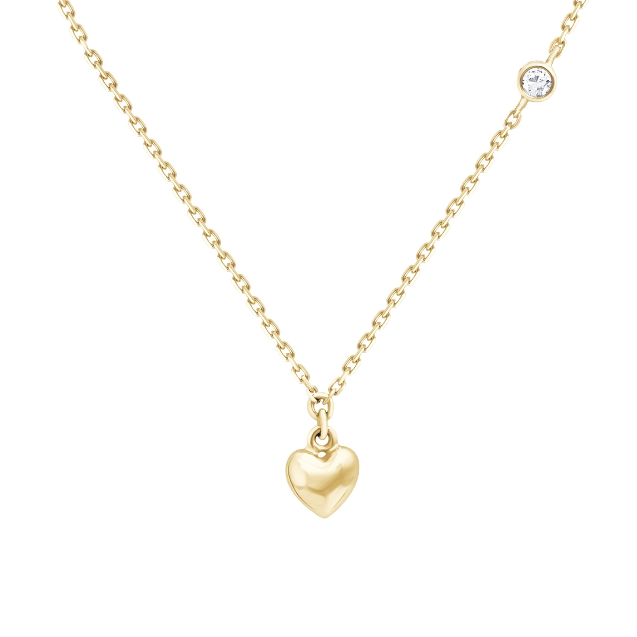14K Solid Yellow Gold Bubble Heart & Diamond Pendant Necklace - Elegant Jewelry Gift for Women, Perfect for Valentine's Day, Anniversary & Special Occasions