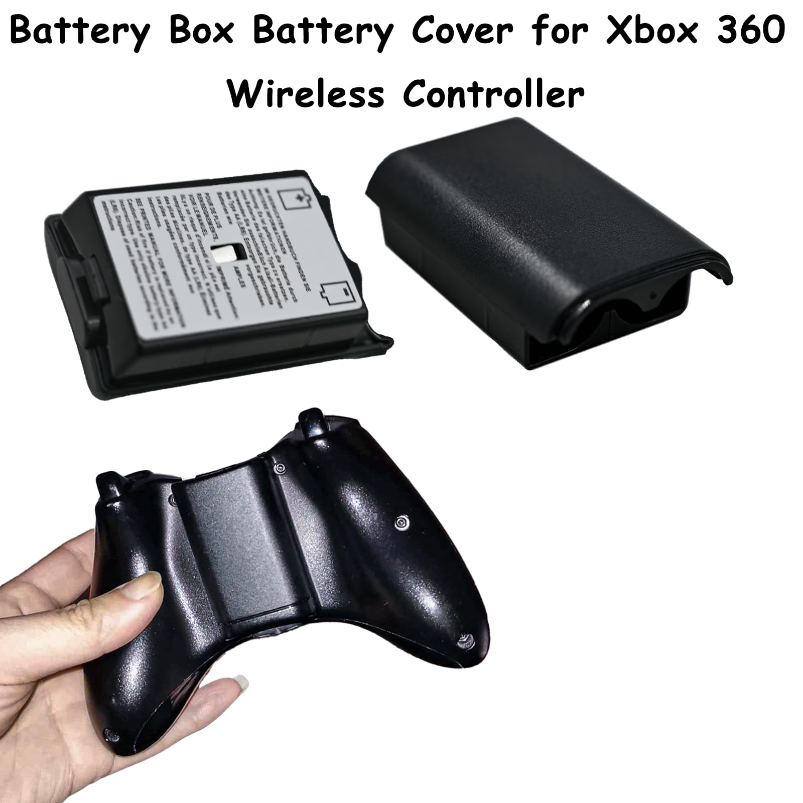 2 Pack Replacement Battery Cover for Xbox 360 Wireless Controller - Durable Black Battery Pack Shell Case Kit - Perfect for Gaming Accessories & Controller Maintenance
