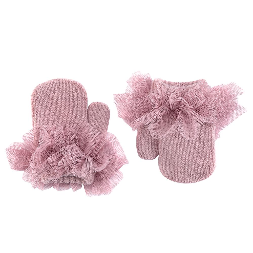 Elegant Dusky Pink Tulle Mittens for Women - Soft & Warm Winter Gloves - Perfect for Weddings, Parties, and Cold Weather Fashion