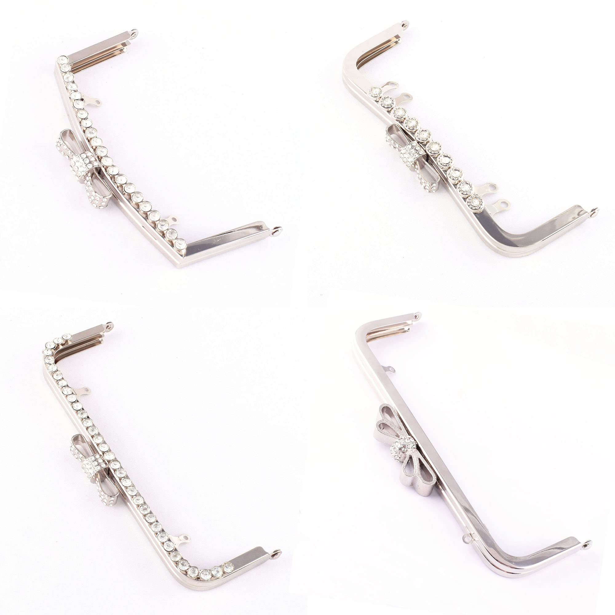 Elegant Silver Metal Purse Frame with Bow Knot & Kiss Clasp Lock - DIY Handbag Handle for Coin Purses, Clutches & Craft Projects - Perfect for Evening Bags, Wedding Accessories & Vintage Style DIY