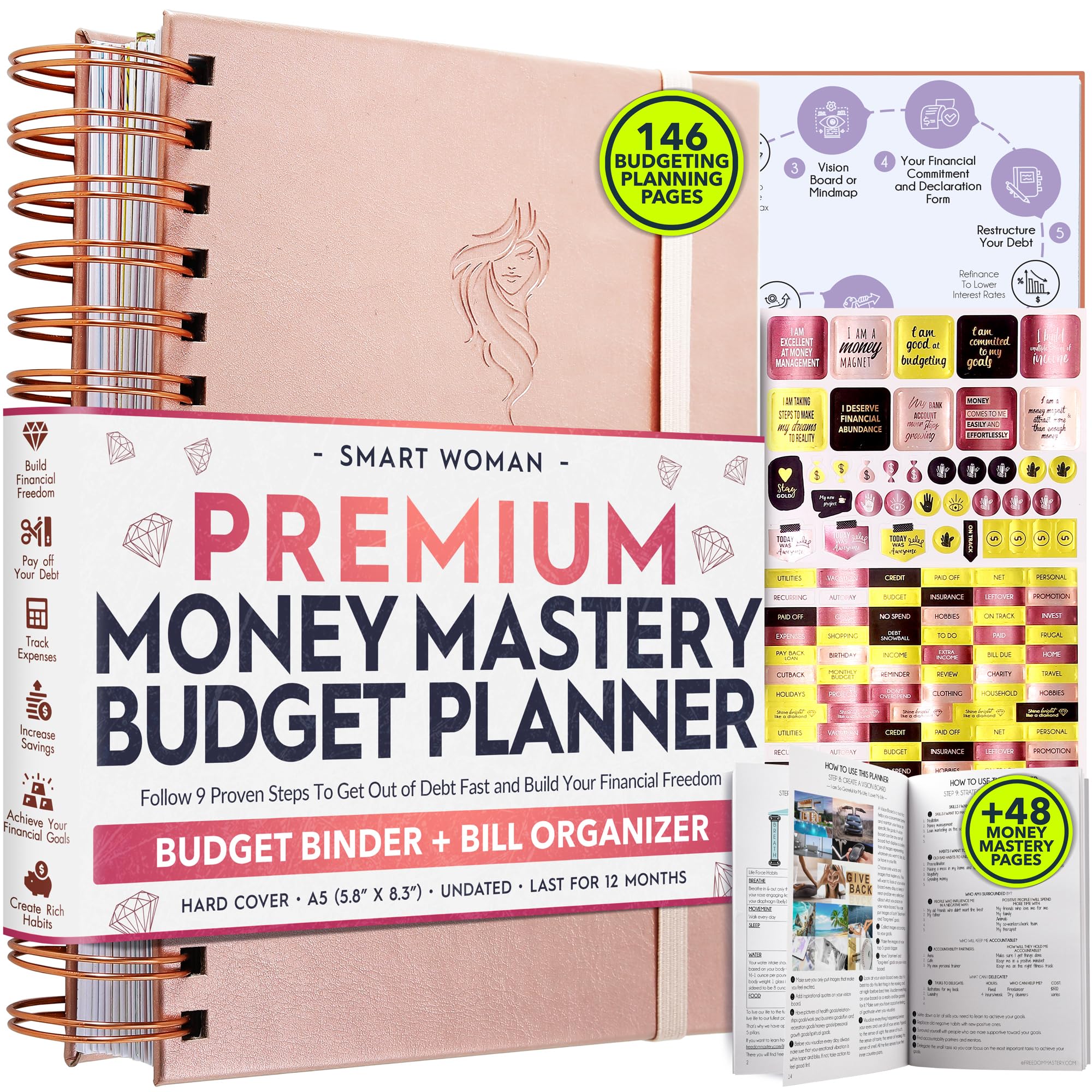 2025 Spiral Budget Planner & Monthly Bill Organizer with Pockets - Finance Journal, Debt Tracker for Bill Payments & Savings | 12-Month Financial Planner for Financial Freedom | Perfect for Personal Finance Management, Home Budgeting & Money Saving Goals