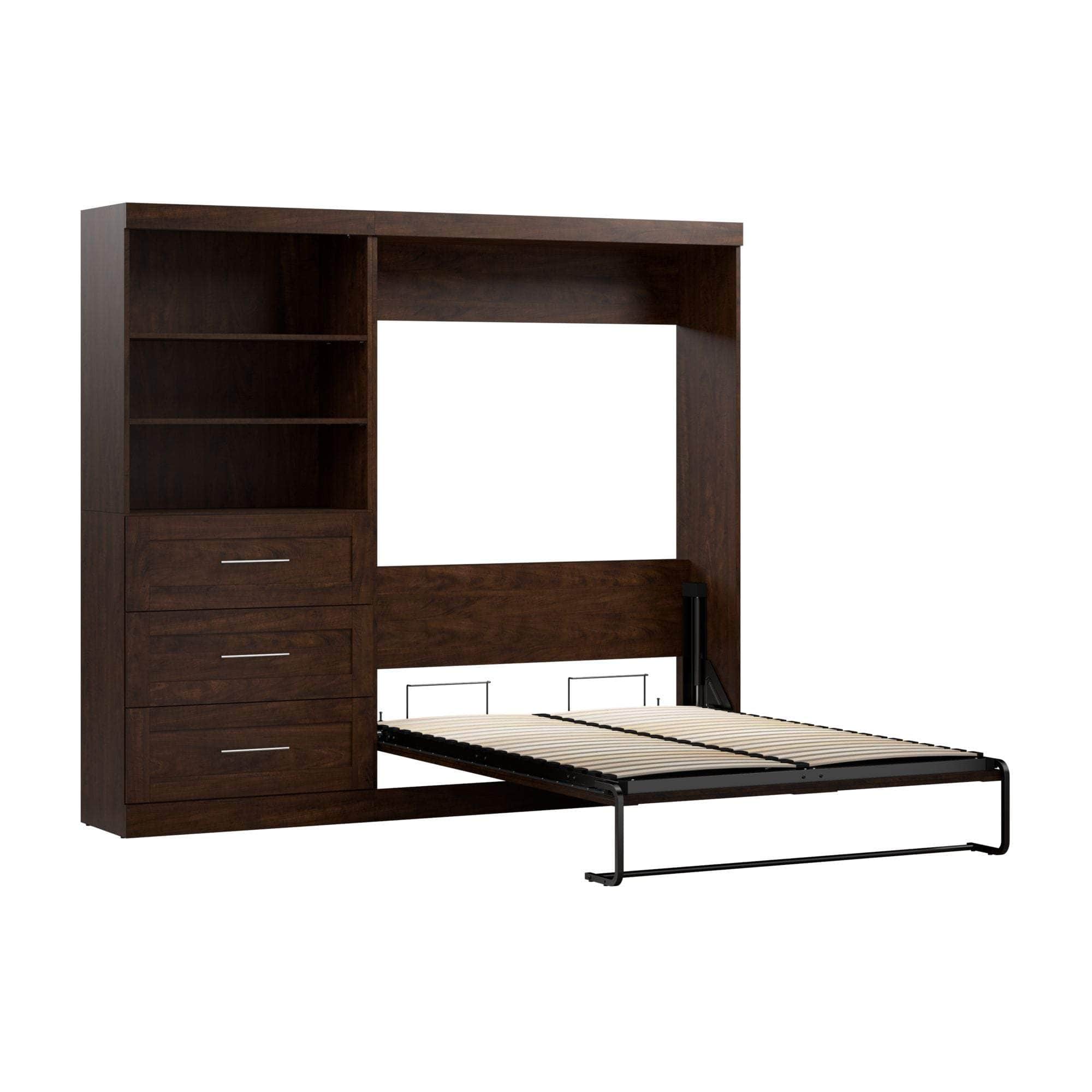 Pur Full Murphy Wall Bed with Storage Drawers - Space-Saving Foldable Bed for Small Apartments & Guest Rooms (95W, 3 Color Options)
