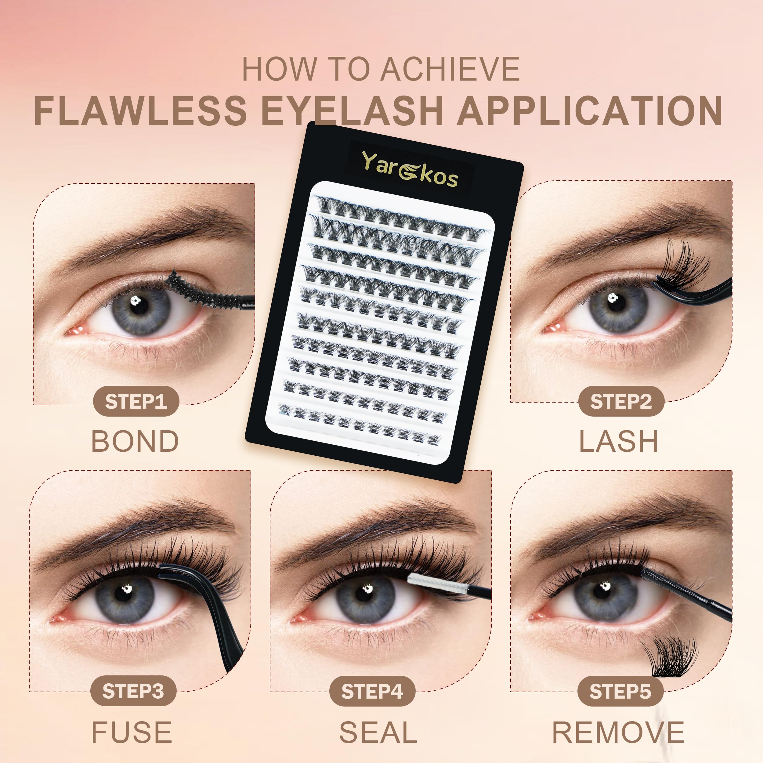 110Pcs D Mix Curl 8-16mm Individual Lash Extensions Kit with Bond Glue, Sealant & Makeup Remover - Professional DIY False Eyelash Clusters Set for Beginners, Includes Tweezers for Natural Look - Perfect for Home Use, Parties & Special Occasions