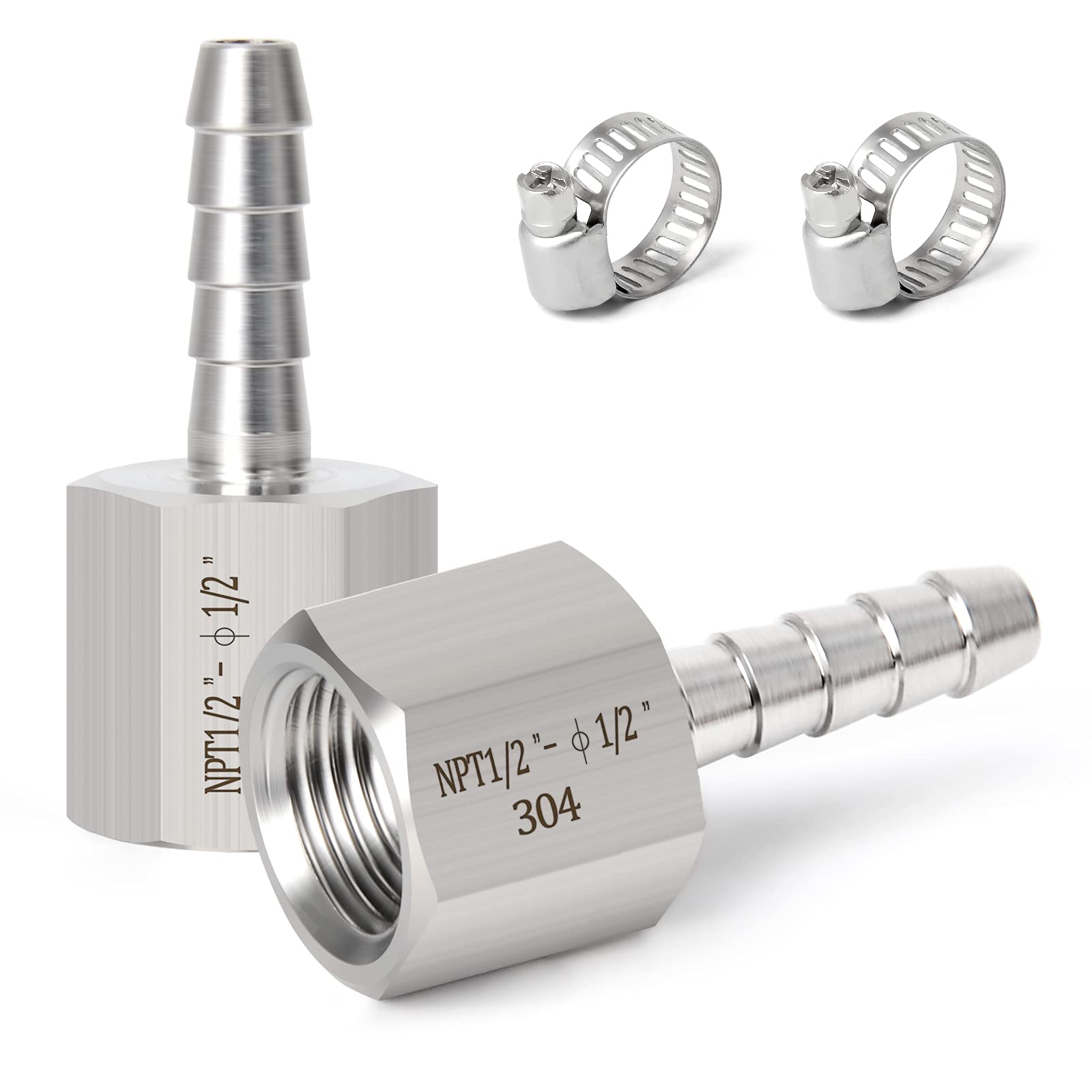 TAISHER 2PCS 304 Stainless Steel Air Hose Fittings 1/2