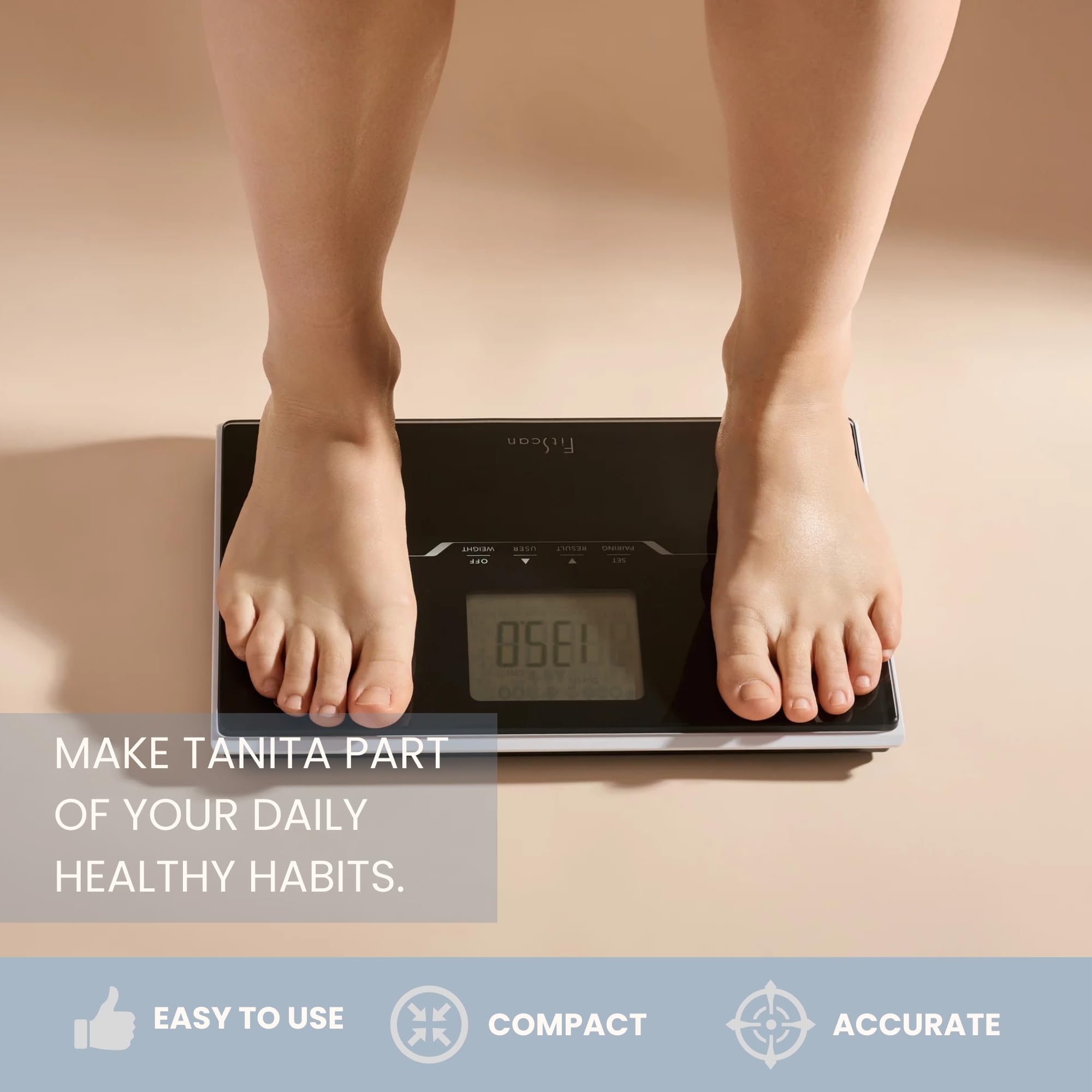 TANITA BC-401F Bluetooth Digital Body Composition Scale - Portable Travel Bathroom Scale with Health Tracking & FitScan Technology - Accurate Weight & Body Fat Measurement for Home, Gym & Travel Use
