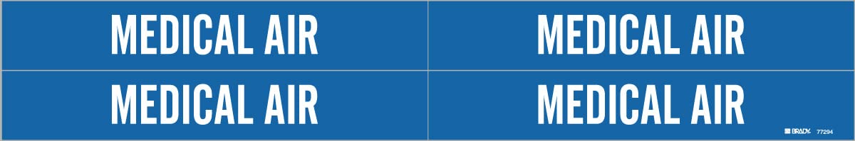 Brady 7183-4-PK Medical Air Pipe Marker - White on Blue (4 per Card, 5-Pack) for Hospital, Laboratory & Industrial Gas Line Identification