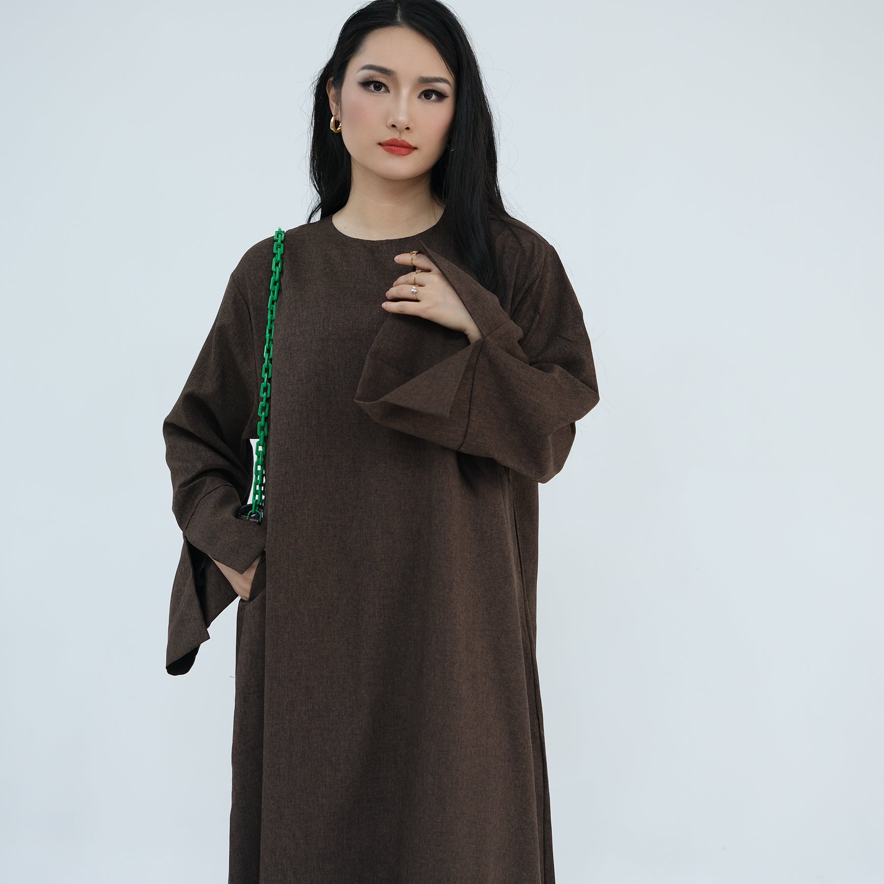 Stylish Heather Everyday Abaya in Brown - Modest Islamic Dress for Women | Perfect for Prayer, Work & Casual Wear