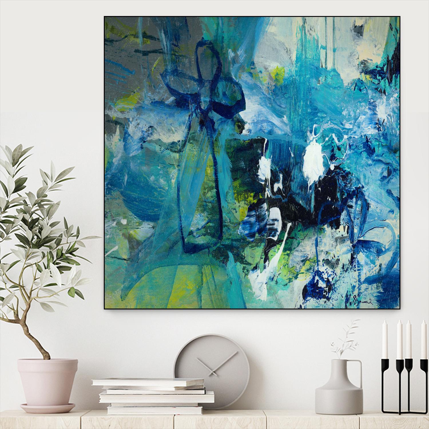 Abstract Flower Art Print - Modern Botanical Wall Decor for Living Room, Bedroom & Office - Unique Floral Painting for Home & Office Interior Design