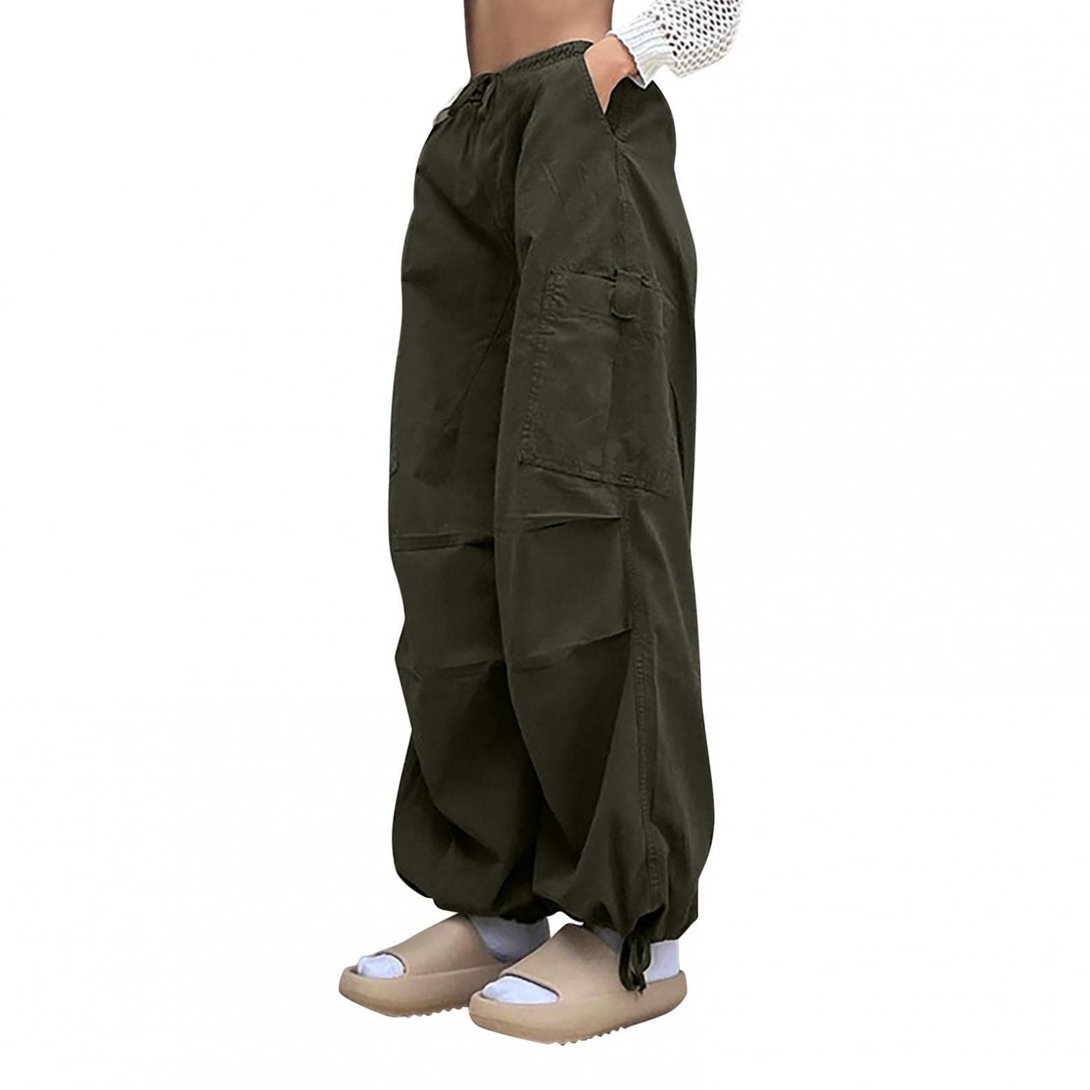 Women's Cargo Pants with Pockets - Streetwear Hip Hop Joggers, Sweatpants & Wide Leg Trousers for Casual Wear, Workout & Urban Fashion