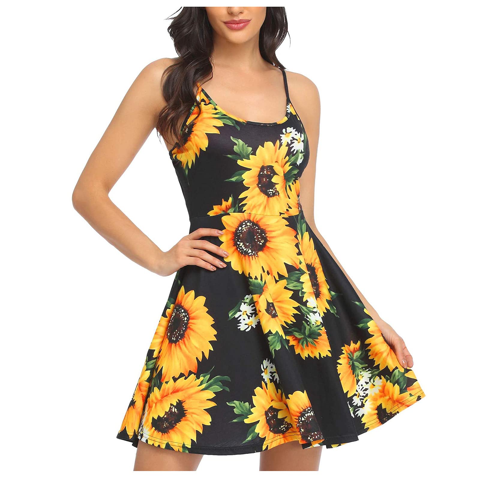 OCCOKO Floral Shoulder Strap Sleeveless Dress for Women - Adjustable Summer Beach Skirt | Perfect for Vacation, Pool Party & Casual Outings