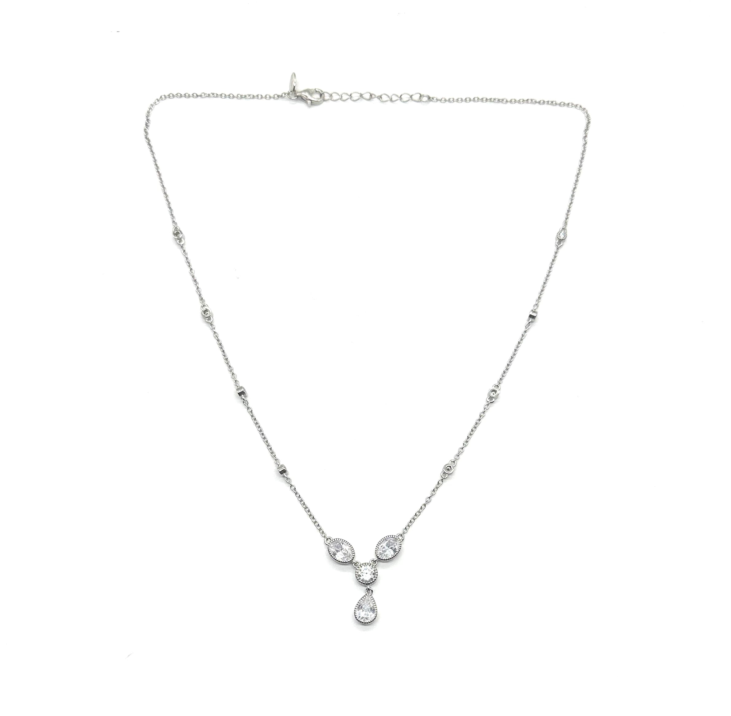 Sterling Silver Cubic Zirconia Pendant Necklace - Elegant Multi-Shape Design for Women | Perfect for Weddings, Parties & Everyday Wear