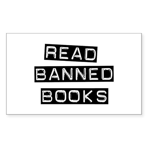 White - Read Banned Books Rectangle Sticker