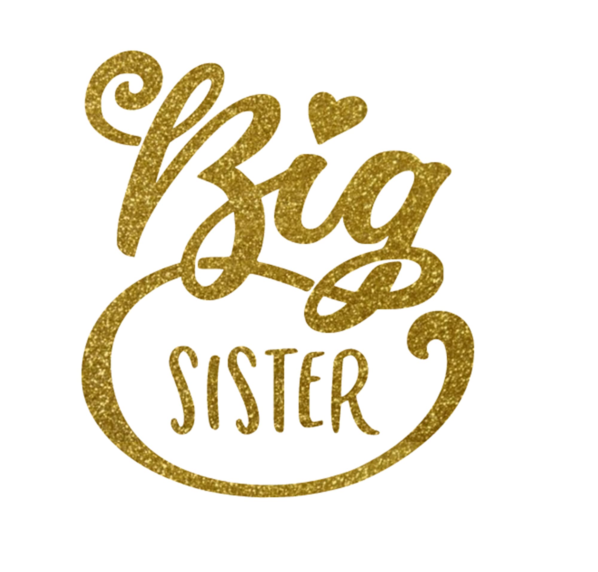 Big Sister Iron On Decal - Heat Transfer Vinyl Patch for Family Shirts - New Sister Graphic Design - Ready to Press DIY Craft - Old Gold Glitter Style - Perfect for Sibling Matching Outfits, Birthday Gifts & Family Reunion Apparel