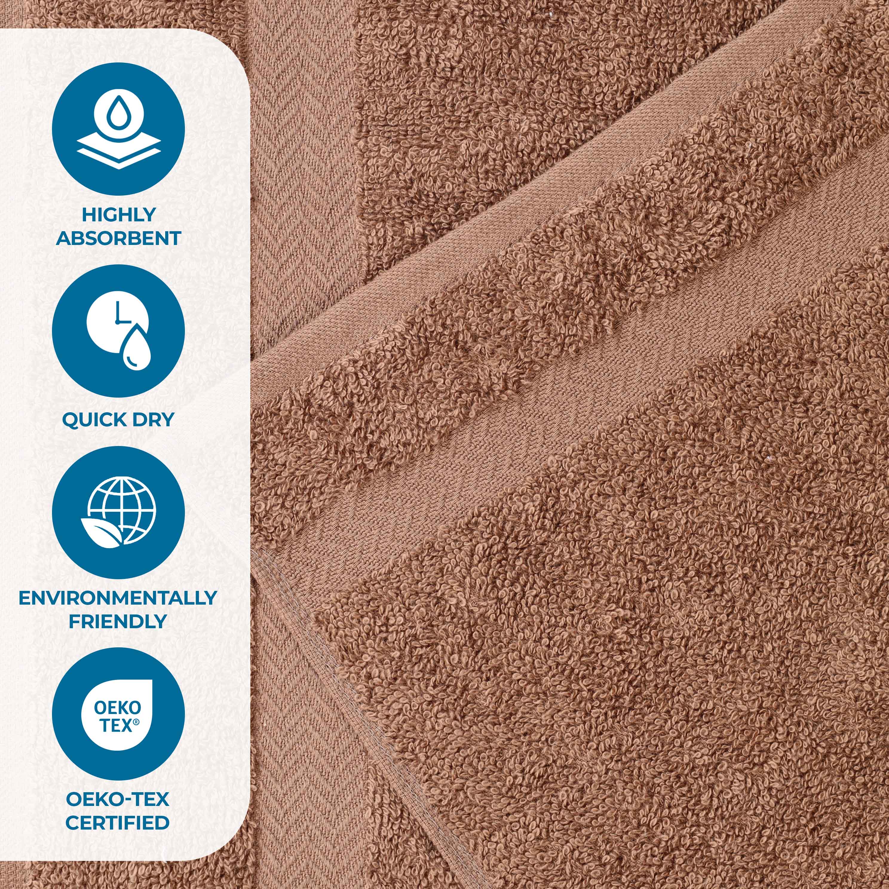 Franklin 100% Cotton Eco-Friendly Bath Towel Set - 12 Piece Soft Absorbent Towels for Bathroom, Spa & Gym Use