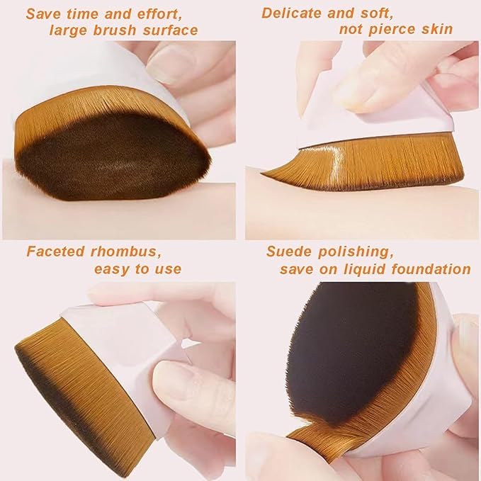 Professional Hexagon Contour Kabuki Makeup Brush Set - Flat Top Foundation Brush for Liquid, Cream & Powder Blending | Vegan Face Makeup Brush with Protective Case | Perfect for Contouring, Highlighting & Everyday Makeup Application