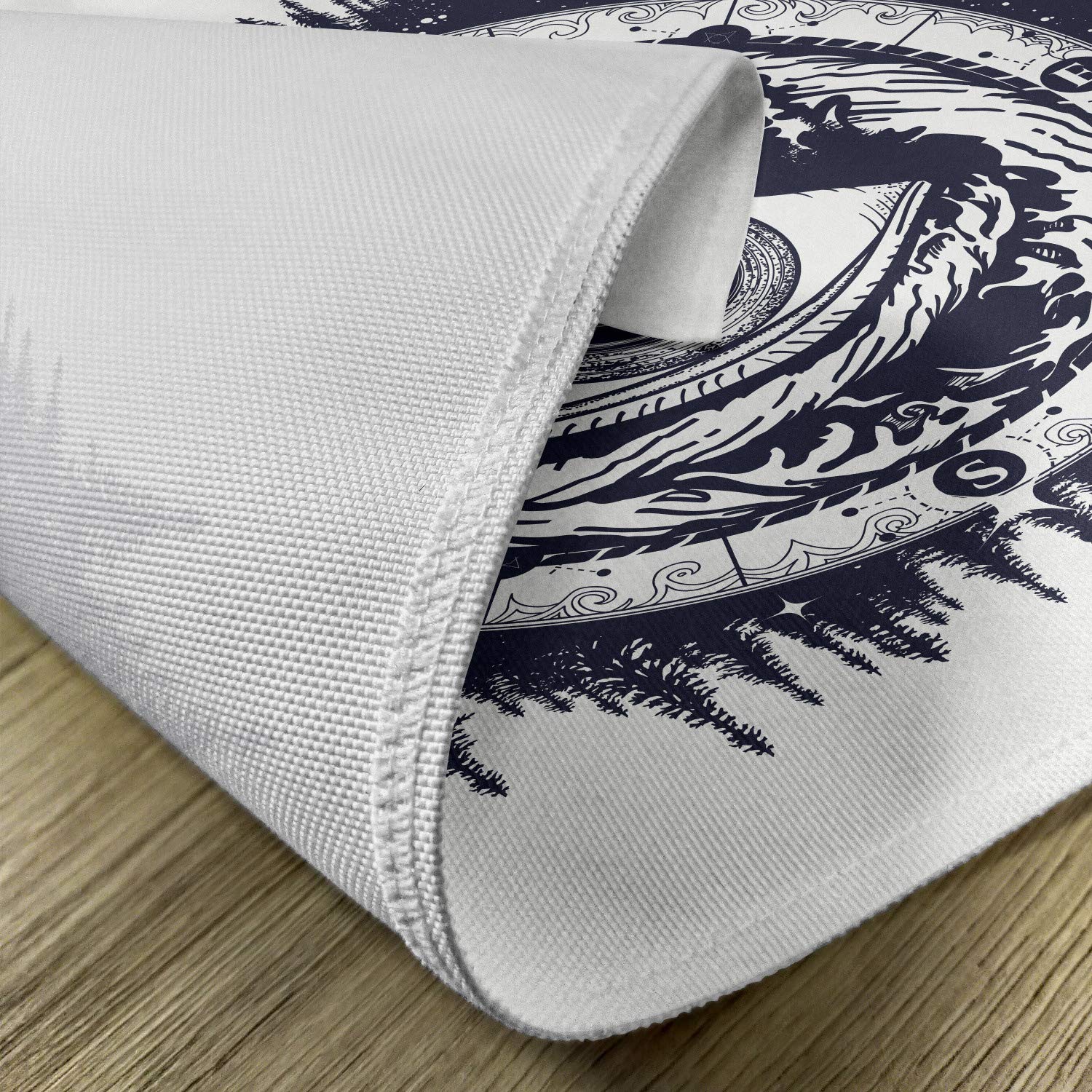 Ambesonne Compass Place Mats Set of 4 - All Seeing Eye Compass with Windorse Art, Wild Nature Mountains Design - Washable Fabric Dining Table Mats (Standard Size, Dark Blue & White) - Perfect for Outdoor Picnics, Camping Trips & Rustic Home Decor